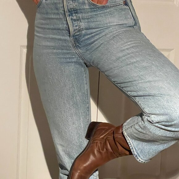 Levi's Ribcage Straight Ankle Light Wash Jeans Size 25 - Womens - Picture 4 of 7